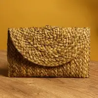 Сумка клатч плетёная из сиграсса 26х16х3 см, цв. бежевый