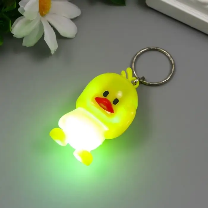 Фонарик свет на кольце "Цыплёнок" мигает МИКС 5,5х3х2,8 см