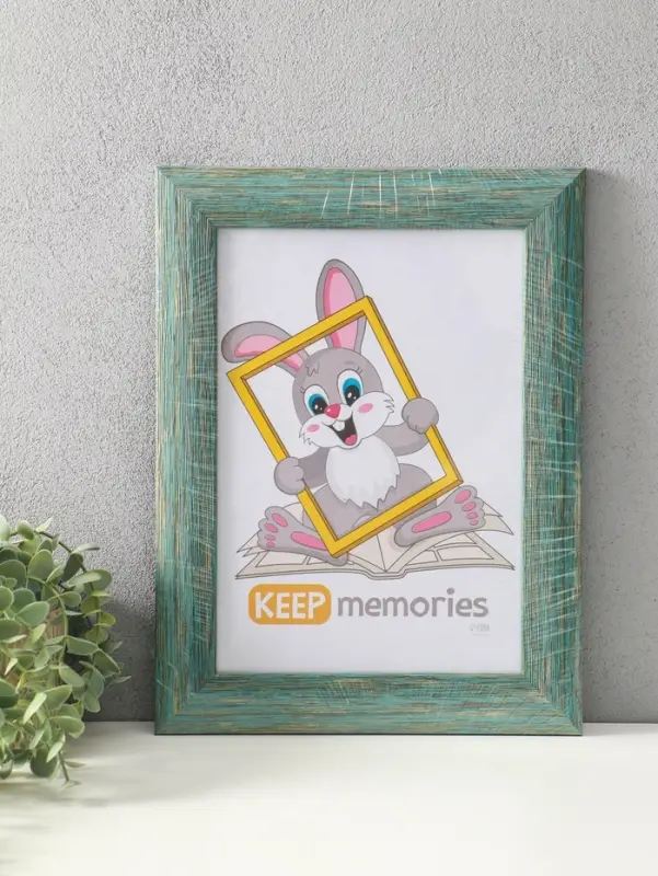 Фоторамка для фото 21х30 см (с ножкой) "Luxe Elegance" пластик, морской, (пластик экран)