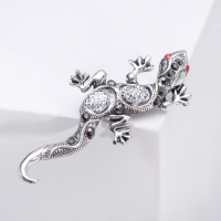 Брошь &laquo;Ящерица&raquo; тритон, цветная в чернёном серебре