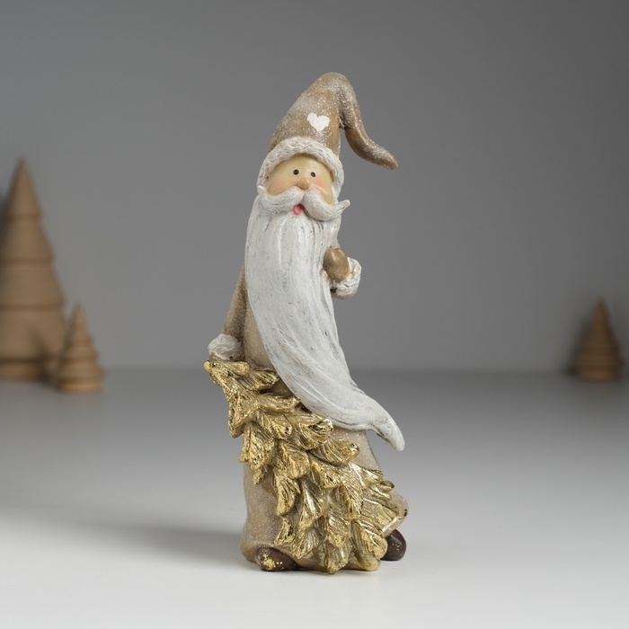 Сувенир полистоун "Дед Мороз с сердечком на шапке с подарками/ёлкой" 5,5х4,5х15,5 см