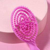 Расчёска - мини массажная, 5,5 &times; 14 см, цвет розовый