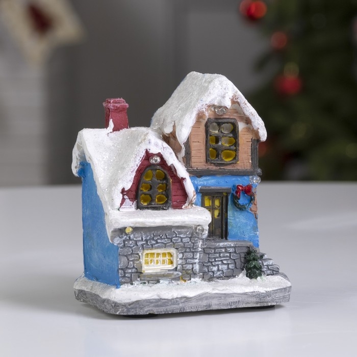 Светодиодная фигура &laquo;Заснеженный дом&raquo; 9 &times; 10 &times; 6 см, полистоун, батарейки АААх3 (не в комплекте), свечение мульти