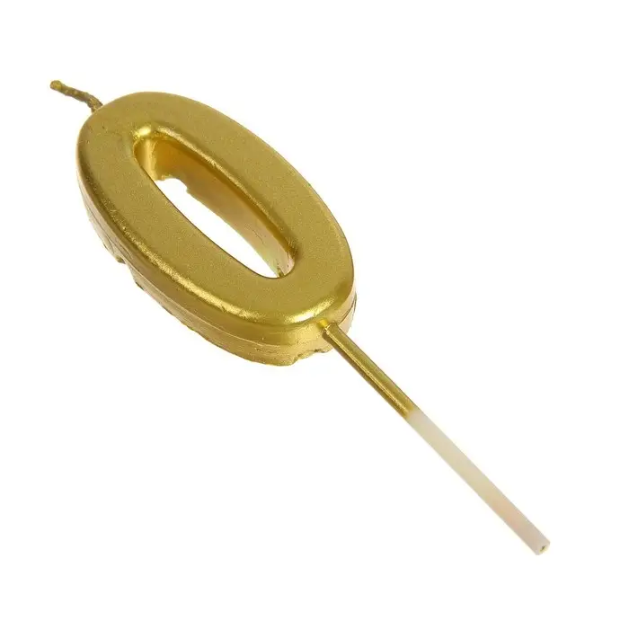 Свеча в торт на шпажке &laquo;Цифра 0&raquo;, золотая, 4.5&times;2.5 см