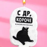 Свеча для торта &laquo;С др, короче&raquo;, 6.5 см, белая