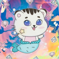 Сумка детская через плечо Котик-русалка на молнии, цвет голубой