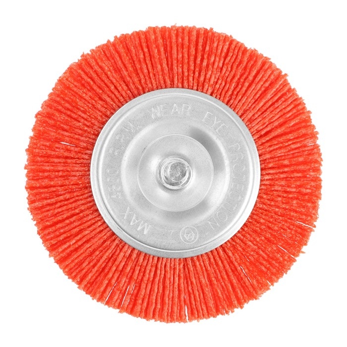 Щетка нейлоновая для дрели ТУНДРА, со шпилькой, плоская, 100 мм