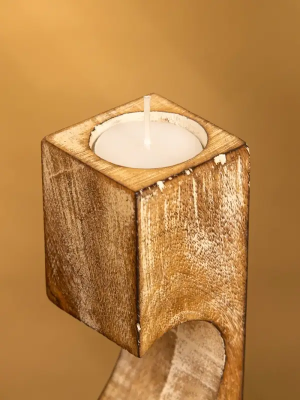 Подсвечник "Сердце" (набор 2 шт), 11х5,5х26 см, дерево шишам