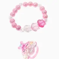 Набор детский "Выбражулька" 2 пр-та: кольцо б-р, браслет 6 см, ракушки, розовый