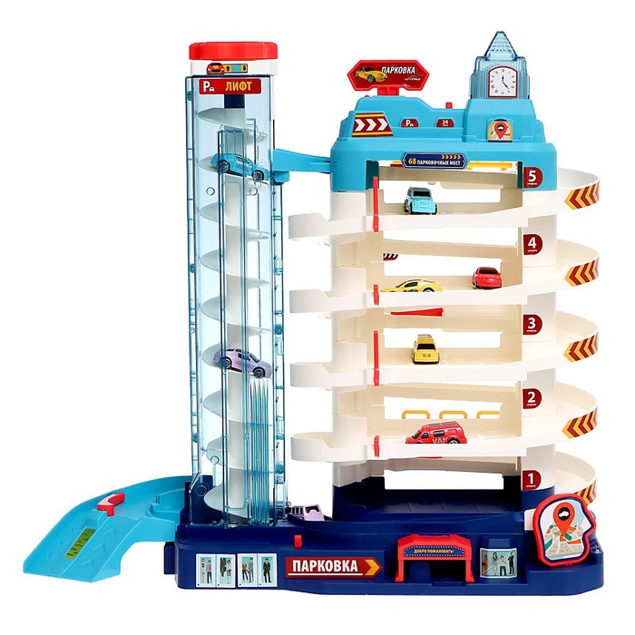 Парковка «Городская», с лифтом, 5 уровней, 8 машинок, световые и звуковые эффекты Парковка «Городская», с лифтом, 5 уровней, 8 машинок, световые и звуковые эффекты