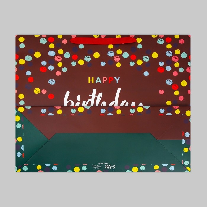 Пакет подарочный ламинированный вертикальный, упаковка, &laquo;С днём рождения&raquo;, XL 49 х 40 х 19 см