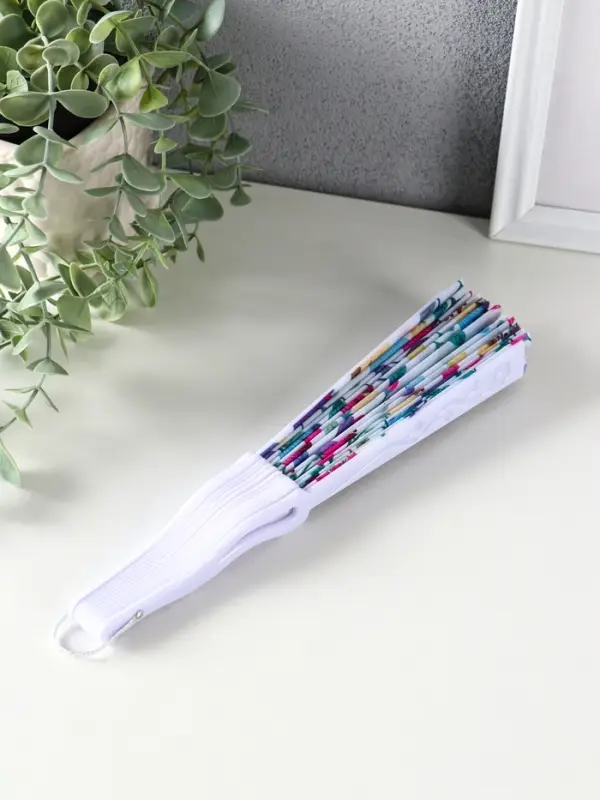 Веер пластик, текстиль "Ситец цветочный" МИКС 23 см