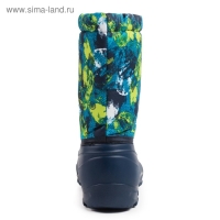 Сапоги зимние детские из ЭВА с комбинированным верхом синий, размер 32-33