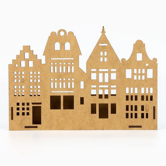 Ключница настенная с полкой с полкой и карманом, город, 23 х 16,1 см.