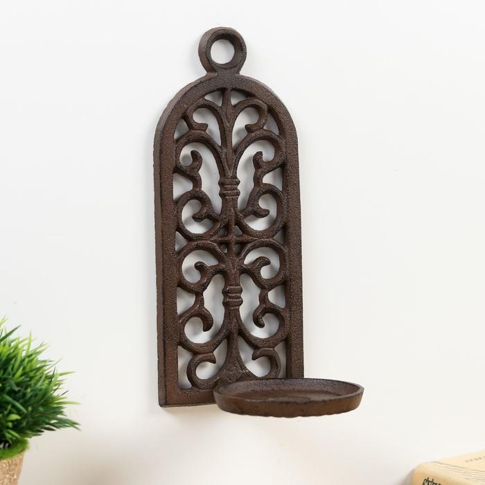 Подсвечник чугун на 1 свечу настенный Подсвечник чугун на 1 свечу настенный "Ажур" 24х10х12,5 см