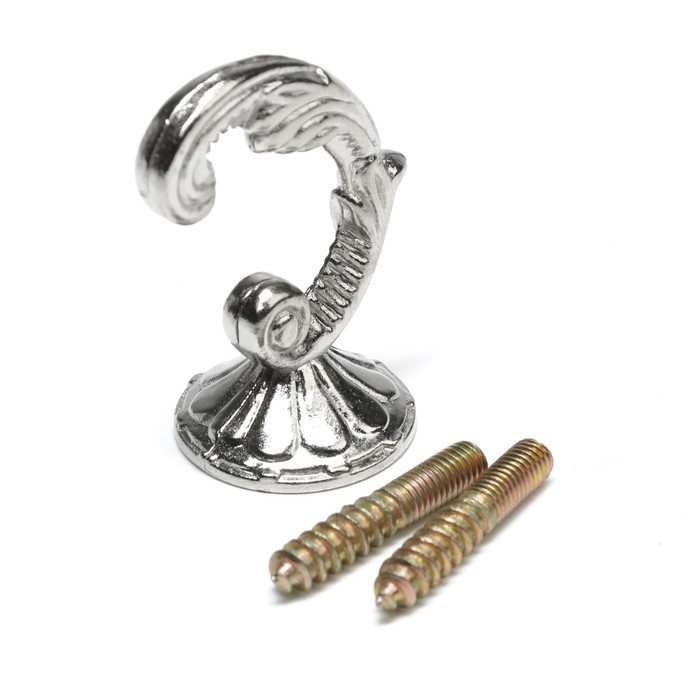 Крючок для штор KS002, однорожковый, цвет хром