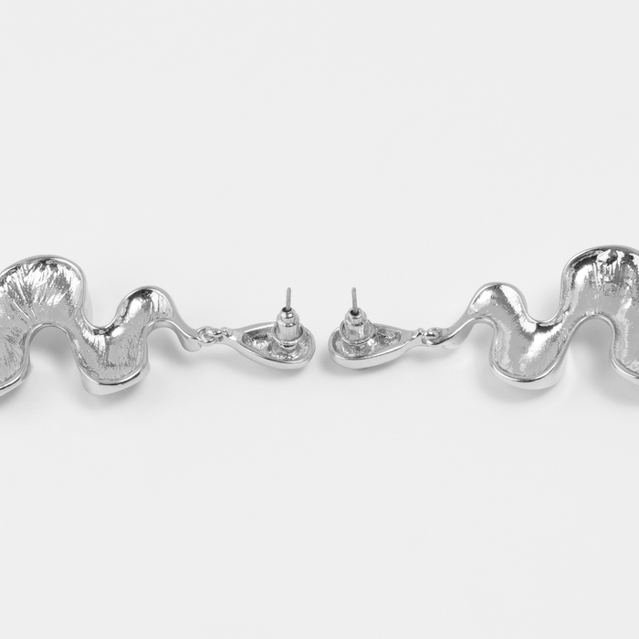 Серьги металл &laquo;Блеск&raquo; волна мини, цвет серебро
