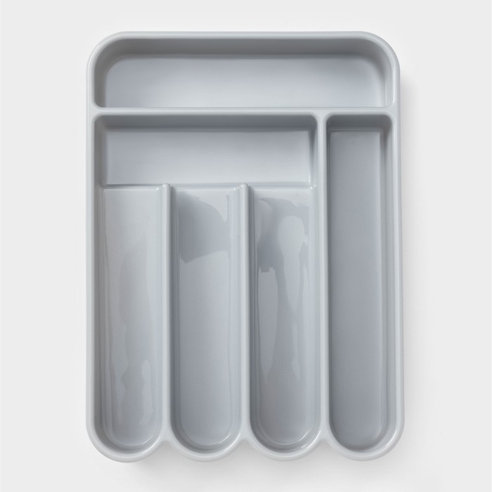 Лоток для столовых приборов, 5 отделений, 35,5&times;26&times;5 см, цвет серый
