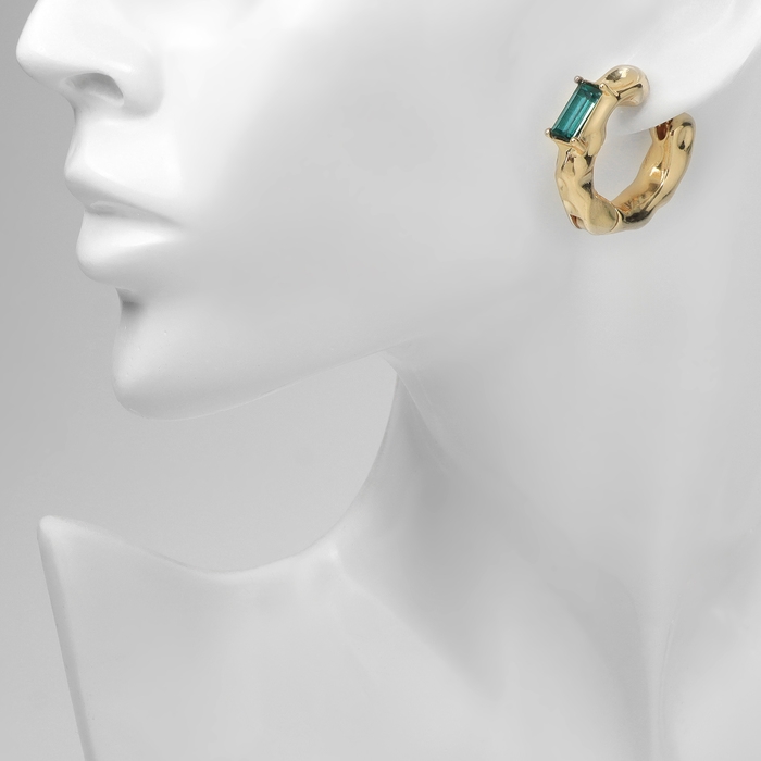 Серьги со стразами &laquo;Блеск вечера&raquo; азарт, цвет зелёный в золоте