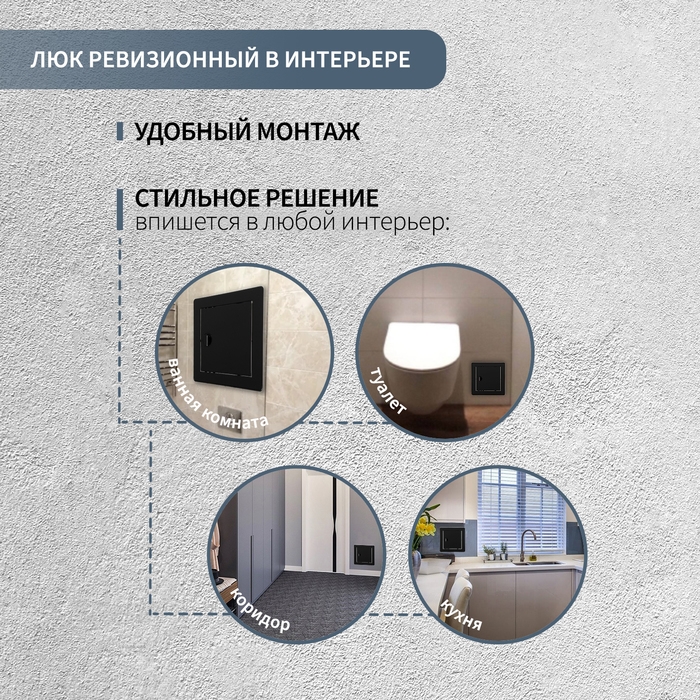 Люк ревизионный ZEIN 2040ЛР, 200 х 400 мм, пластик, черный