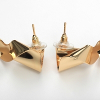 Серьги металл &laquo;Бант&raquo; гофрированный, цвет золото