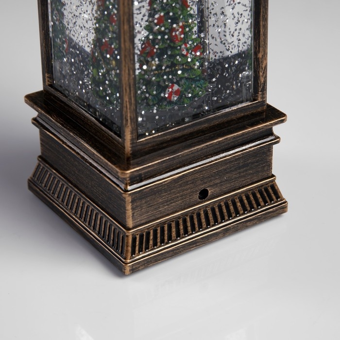 Светодиодная фигура &laquo;Фонарь с ёлкой&raquo; 7.8 &times; 19.5 &times; 7.8 см, пластик, батарейки ААх3 (не в комплекте), USB, свечение тёплое белое