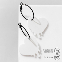 Серьги &laquo;Сердца&raquo;, цвет белый в чёрном металле, d=3 см