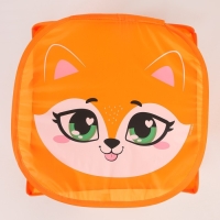 Корзина для хранения игрушек &laquo;Лисёнок&raquo; с крышкой, 45 х 45 х 43 см, оранжевая