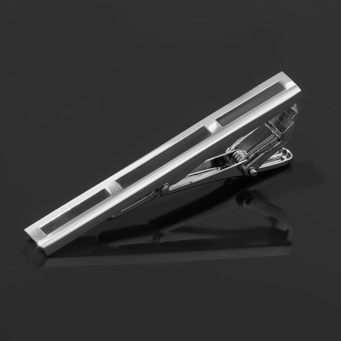 Зажим для галстука медный «Классический» трио, цвет чёрный в серебре Зажим для галстука медный «Классический» трио, цвет чёрный в серебре