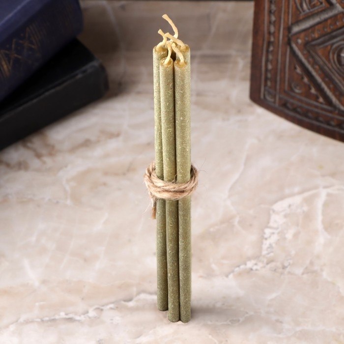 Свеча магическая медовая с папоротником и клевером для достижения целей &laquo;Fortune&raquo;, 12 ш