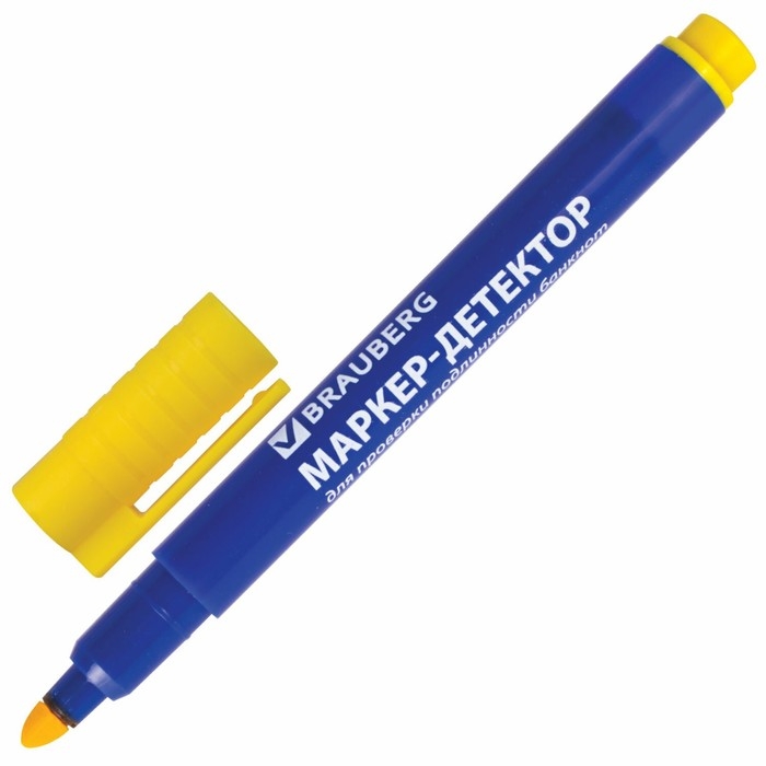 Маркер-детектор для проверки подлинности банкнот BRAUBERG, блистер Маркер-детектор для проверки подлинности банкнот BRAUBERG, блистер