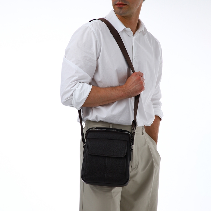 Сумка мужская через плечо TEXTURA, 2 наружных кармана, цвет коричневый Сумка мужская через плечо TEXTURA, 2 наружных кармана, цвет коричневый