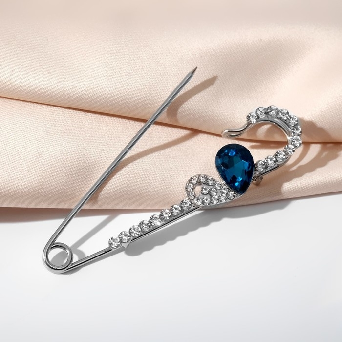 Булавка &laquo;Сердце&raquo; половинки, 7 см, цвет бело-голубой в серебре