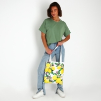 Сумка шопер &laquo;Лимоны&raquo; 35х0.5х40 см, отд без молнии, без подклада, белая