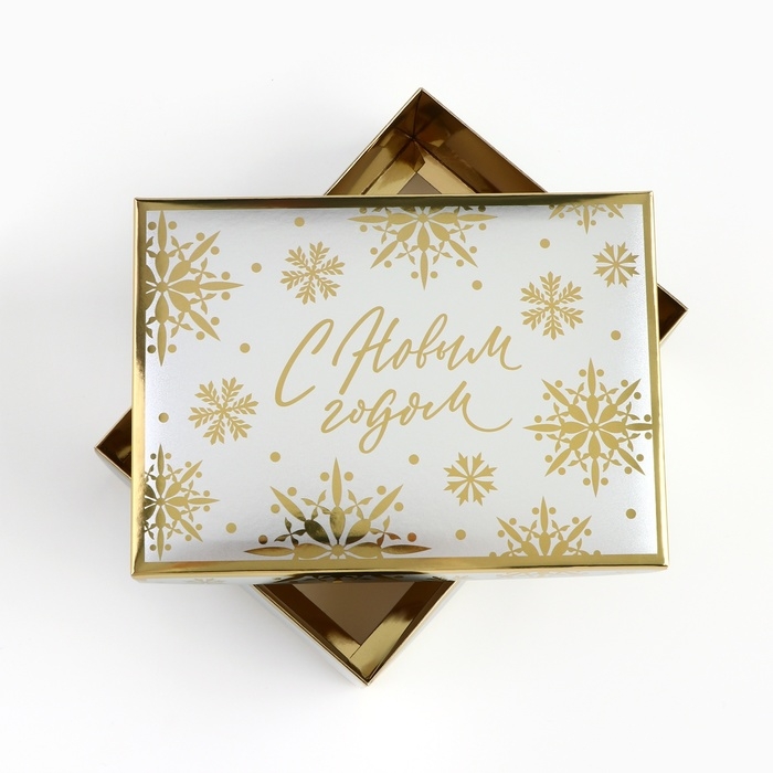 Коробка подарочная новогодняя складная &laquo;Снежинки&raquo;, 21 х 15 х 7 см, Новый год