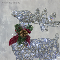 Светодиодная фигура &laquo;Олень с санями серебристый&raquo;, олень: 40 &times; 50 &times; 16 см, сани: 40 &times; 25 &times; 10 см, металл, 220 В, свечение белое