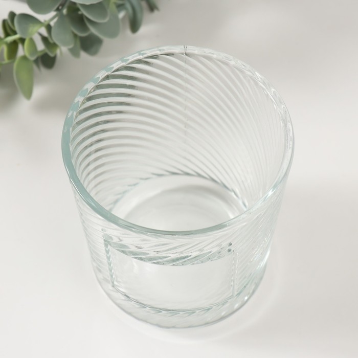 Банка для свечей стекло Банка для свечей стекло "Наклонные линии" прозрачная 350 мл 8,5х8,5х10 см