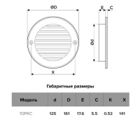 Решетка вентиляционная ERA 12 РКС, круглая, с сеткой, d=125 мм Решетка вентиляционная ERA 12 РКС, круглая, с сеткой, d=125 мм