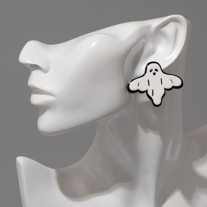 Серьги акрил &laquo;Привидения&raquo; пугающие, цвет чёрно-белый в серебре