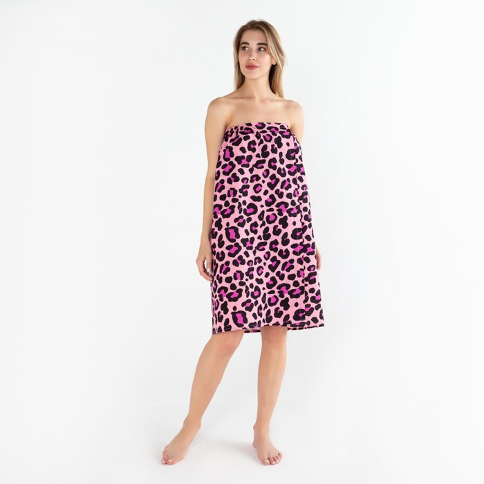 Полотенце для бани Leopard женское парео, 80х150&plusmn;4 см,хл., ваф. полотно, 160 гр/м2