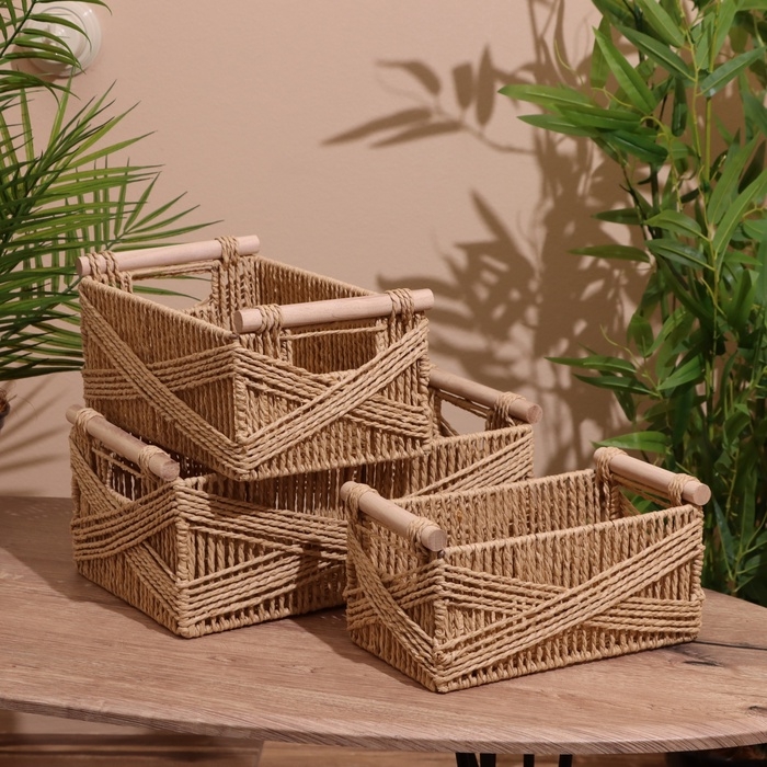 Набор плетёных корзин, 3 шт, 36х31х25 см Набор плетёных корзин, 3 шт, 36х31х25 см