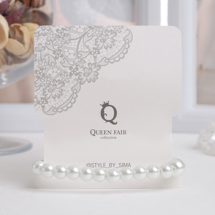 Браслет жемчуг &laquo;Подарок моря&raquo; с жемчугом, шар № 6,8,10, цвет белый в золоте, d=6,5 см