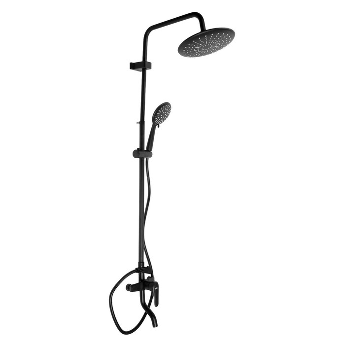 Душевая система ZEIN ZS-1BL, смеситель, тропическая и ручная лейка 3 режима, латунь, черная Душевая система ZEIN ZS-1BL, смеситель, тропическая и ручная лейка 3 режима, латунь, черная