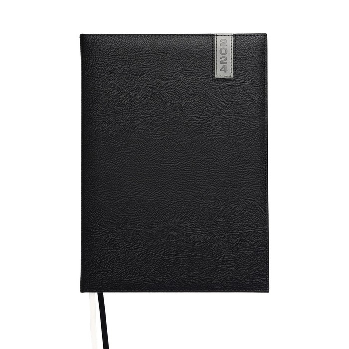 Еженедельник датированный 2025 года, A4, 64 листа, deVENTE.Vertical, твёрдая обложка из искусственной кожи с поролоном, ляссе, кремовый блок 70 г/м2, чёрный