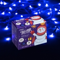 Гирлянда &laquo;Нить&raquo; 5 м, IP20, белая нить, 50 LED, свечение синее, 8 режимов, 220 В