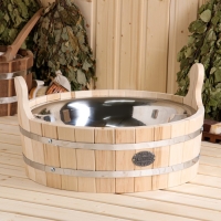 Шайка из липы, 9 л, круглая, нержавеющая вставка, "Добропаровъ" Шайка из липы, 9 л, круглая, нержавеющая вставка, "Добропаровъ"