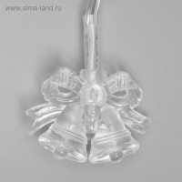 Гирлянда &laquo;Нить&raquo; 5 м с насадками &laquo;Два колокольчика&raquo;, IP20, прозрачная нить, 20 LED, свечение мульти (RG/RB), мигание, 220 В