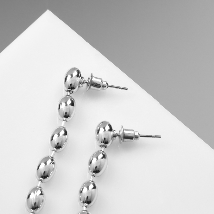 Серьги металл &laquo;Бусины&raquo; рис, цвет серебро