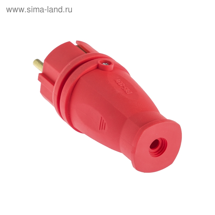 Вилка переносная В16-001, 16 А, 250 В, IP44, с з/к, каучук, красная