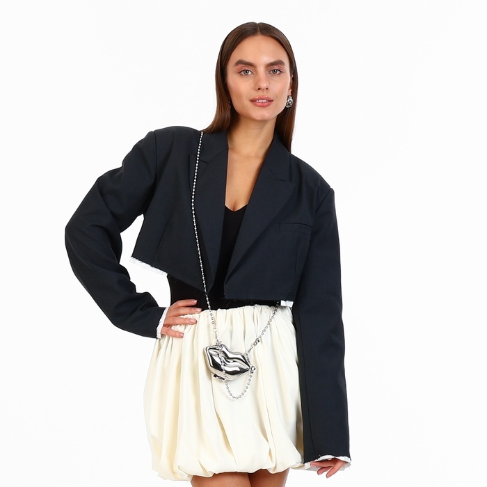 Сумка женская на магните, цвет серебряный